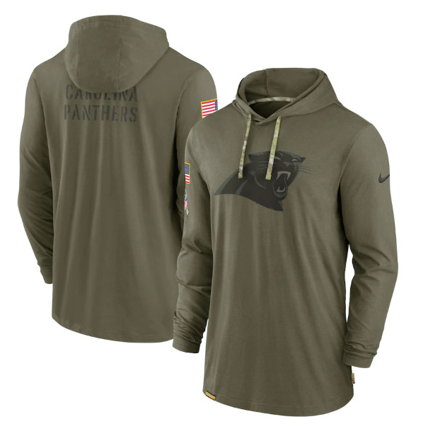 Carolina Panthers 2022 Olive Salute To Service Tonal Pullover Hoodie
